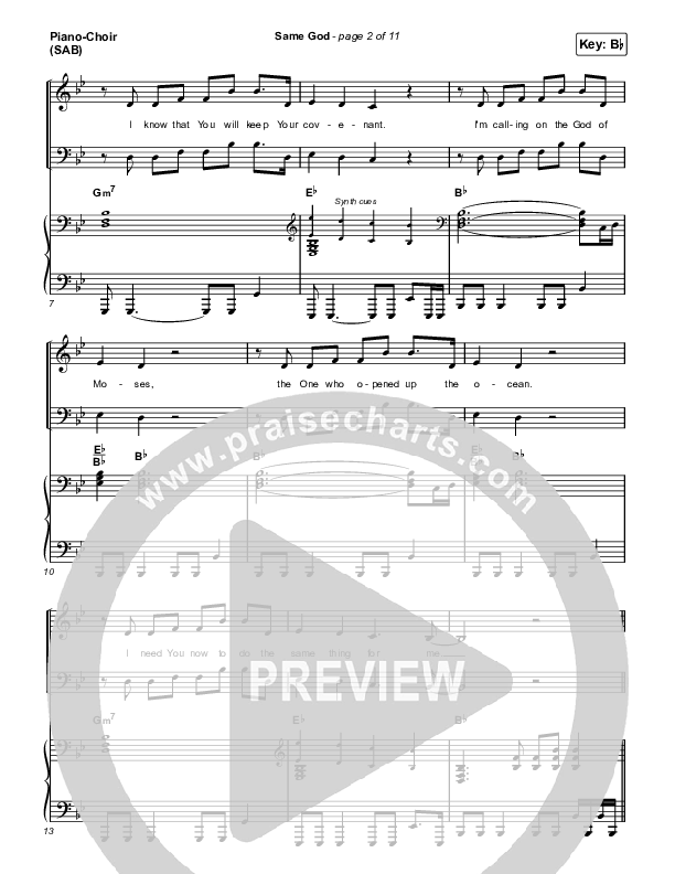 Same God (Worship Choir/SAB) Piano/Choir (SAB) (Elevation Worship / Arr. Mason Brown)