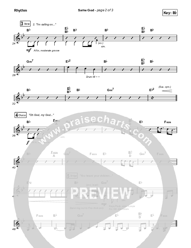 Same God (Worship Choir/SAB) Rhythm Chart (Elevation Worship / Arr. Mason Brown)