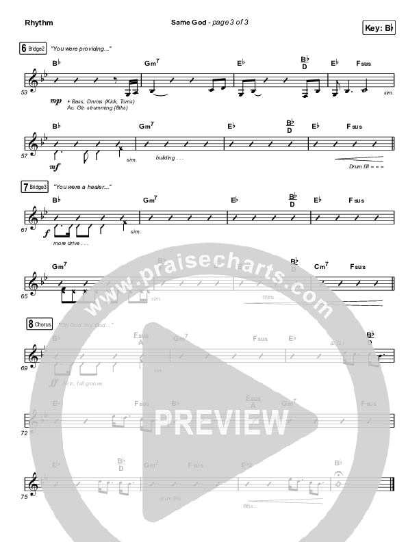 Same God (Worship Choir/SAB) Rhythm Chart (Elevation Worship / Arr. Mason Brown)