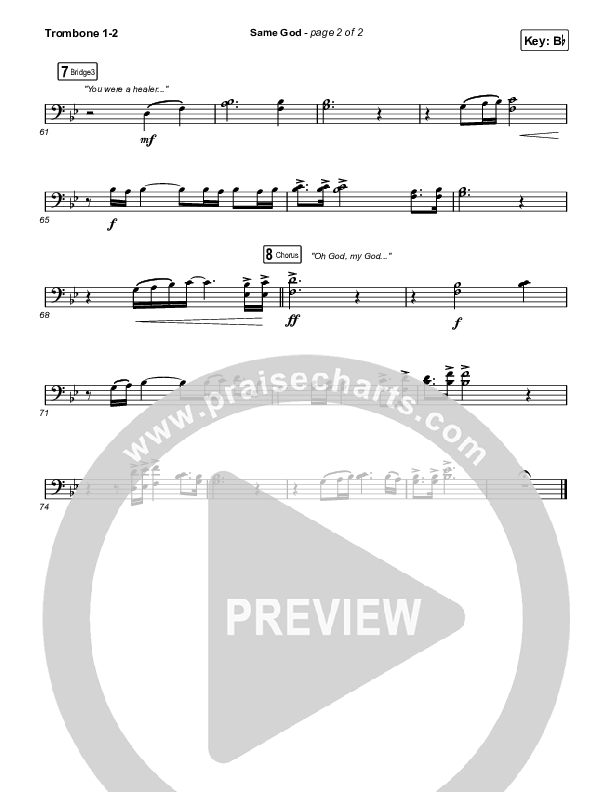Same God (Worship Choir/SAB) Trombone 1/2 (Elevation Worship / Arr. Mason Brown)