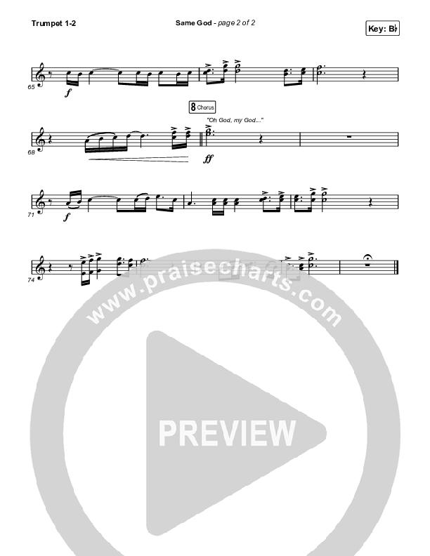 Same God (Worship Choir/SAB) Trumpet 1,2 (Elevation Worship / Arr. Mason Brown)