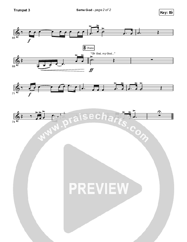 Same God (Worship Choir/SAB) Trumpet 3 (Elevation Worship / Arr. Mason Brown)