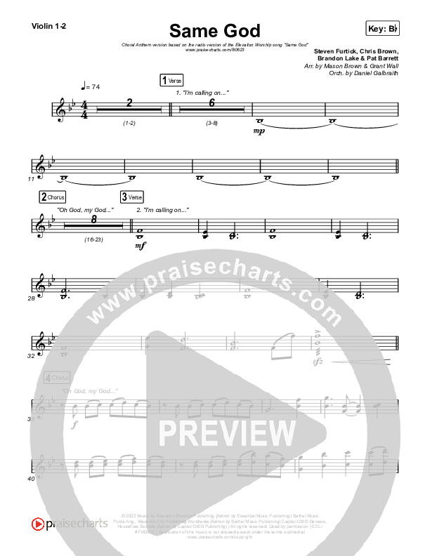 Same God (Worship Choir/SAB) String Pack (Elevation Worship / Arr. Mason Brown)