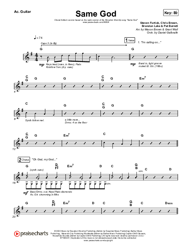 Same God (Unison/2-Part) Acoustic Guitar (Elevation Worship / Arr. Mason Brown)