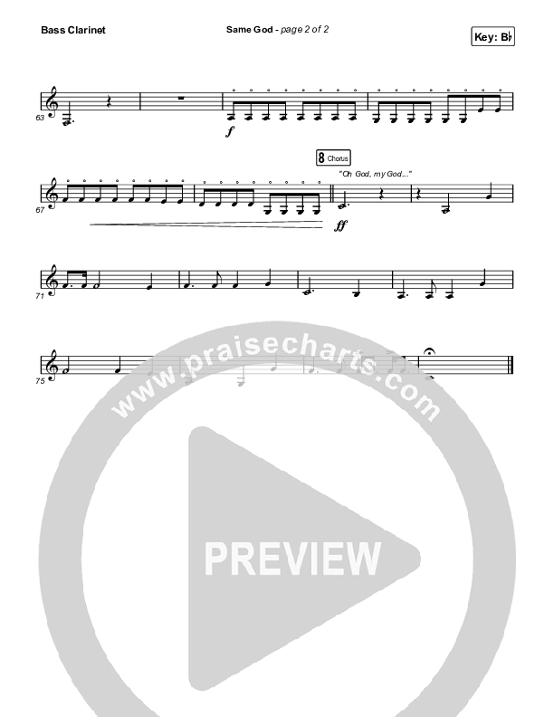 Same God (Unison/2-Part) Bass Clarinet (Elevation Worship / Arr. Mason Brown)