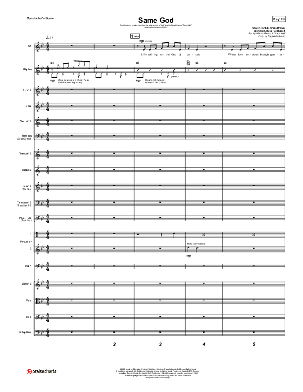 Same God (Unison/2-Part) Conductor's Score (Elevation Worship / Arr. Mason Brown)