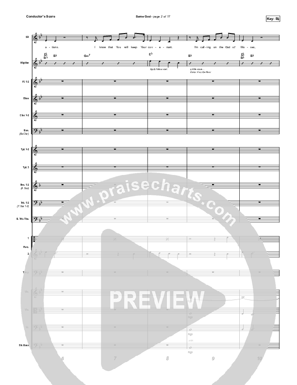Same God (Unison/2-Part) Conductor's Score (Elevation Worship / Arr. Mason Brown)