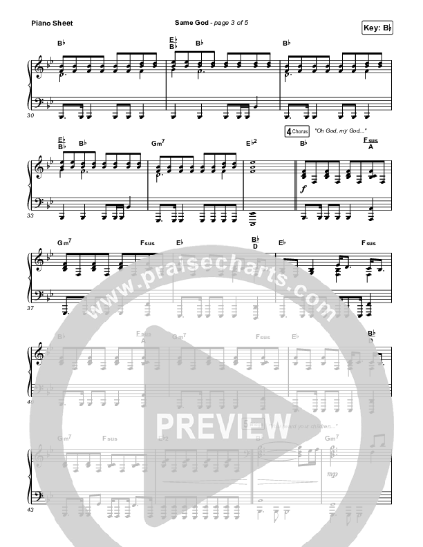 Same God (Unison/2-Part) Piano Sheet (Elevation Worship / Arr. Mason Brown)
