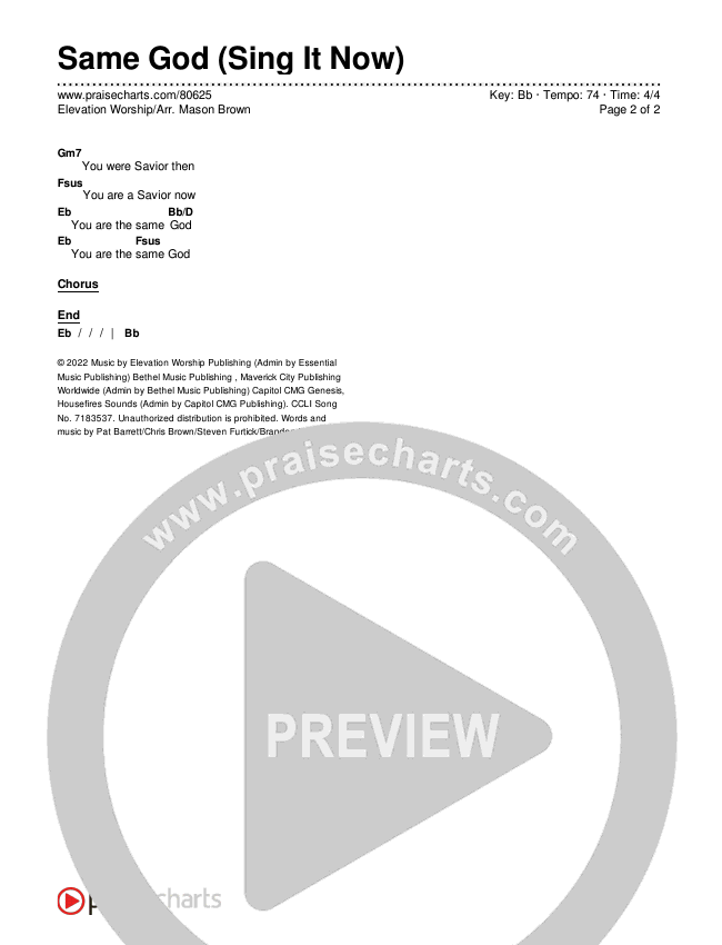 Same God (Sing It Now) Chords & Lyrics (Elevation Worship / Arr. Mason Brown)