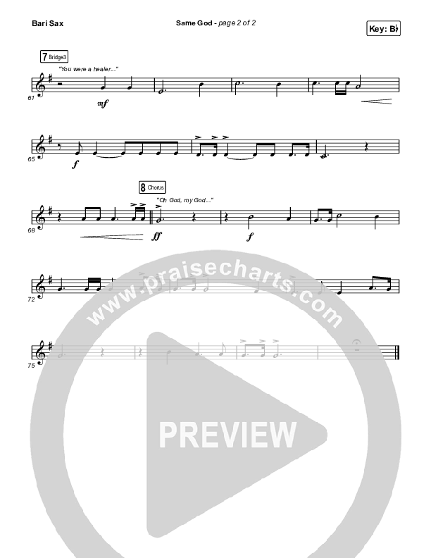 Same God (Sing It Now) Bari Sax (Elevation Worship / Arr. Mason Brown)
