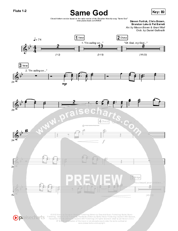 Same God (Sing It Now) Flute 1/2 (Elevation Worship / Arr. Mason Brown)