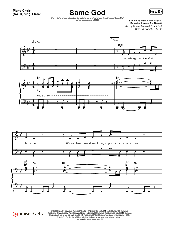 Same God (Sing It Now) Piano/Choir (SATB) (Elevation Worship / Arr. Mason Brown)