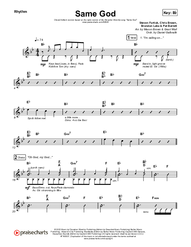 Same God (Sing It Now) Rhythm Chart (Elevation Worship / Arr. Mason Brown)