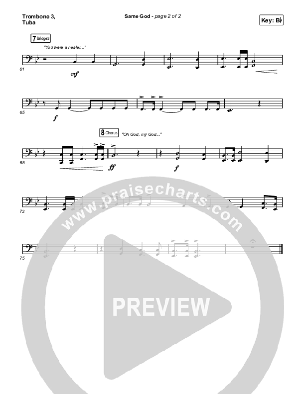 Same God (Sing It Now) Trombone 3/Tuba (Elevation Worship / Arr. Mason Brown)