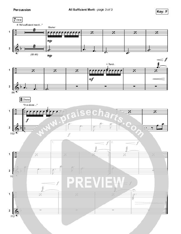 All Sufficient Merit (Worship Choir/SAB) Percussion (The Worship Initiative / Bethany Barnard / Arr. Luke Gambill)