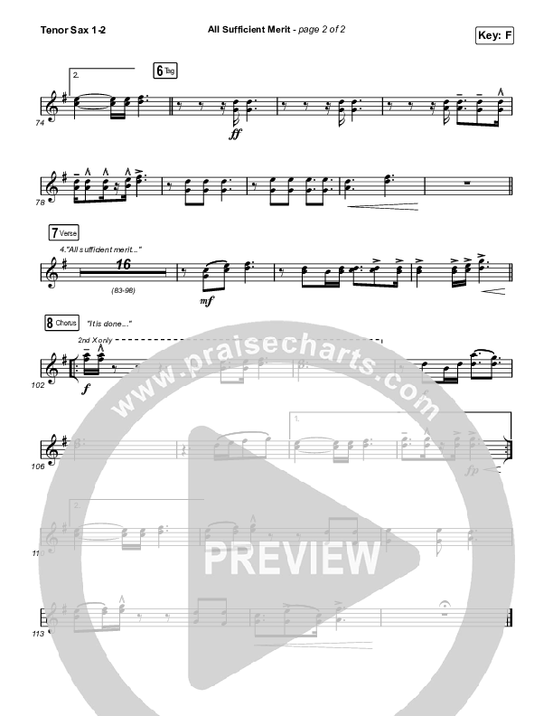 All Sufficient Merit (Worship Choir/SAB) Tenor Sax 1/2 (The Worship Initiative / Bethany Barnard / Arr. Luke Gambill)