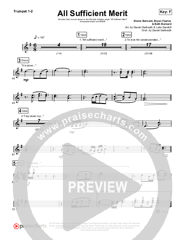 All Sufficient Merit (Worship Choir/SAB) Brass Pack (The Worship Initiative / Bethany Barnard / Arr. Luke Gambill)