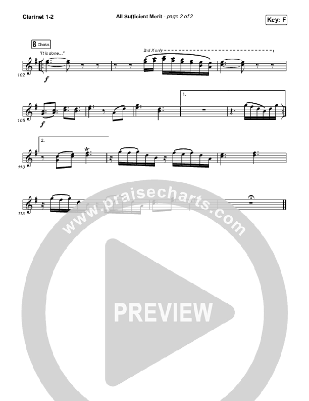 All Sufficient Merit (Unison/2-Part) Clarinet 1/2 (The Worship Initiative / Bethany Barnard / Arr. Luke Gambill)