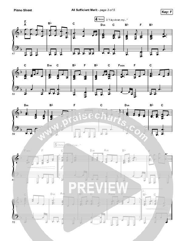 All Sufficient Merit (Unison/2-Part) Piano Sheet (The Worship Initiative / Bethany Barnard / Arr. Luke Gambill)
