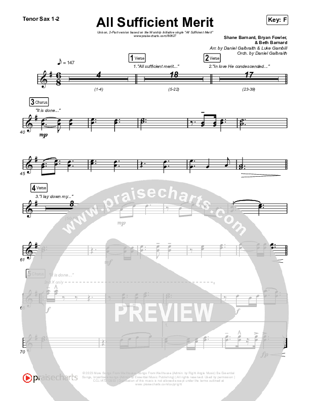 All Sufficient Merit (Unison/2-Part) Sax Pack (The Worship Initiative / Bethany Barnard / Arr. Luke Gambill)