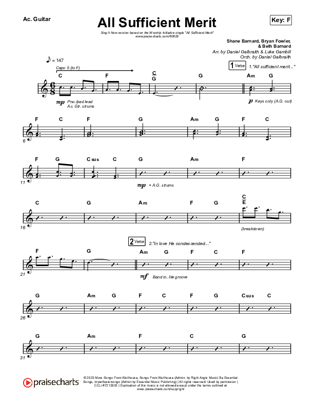 All Sufficient Merit (Sing It Now) Acoustic Guitar (The Worship Initiative / Bethany Barnard / Arr. Luke Gambill)