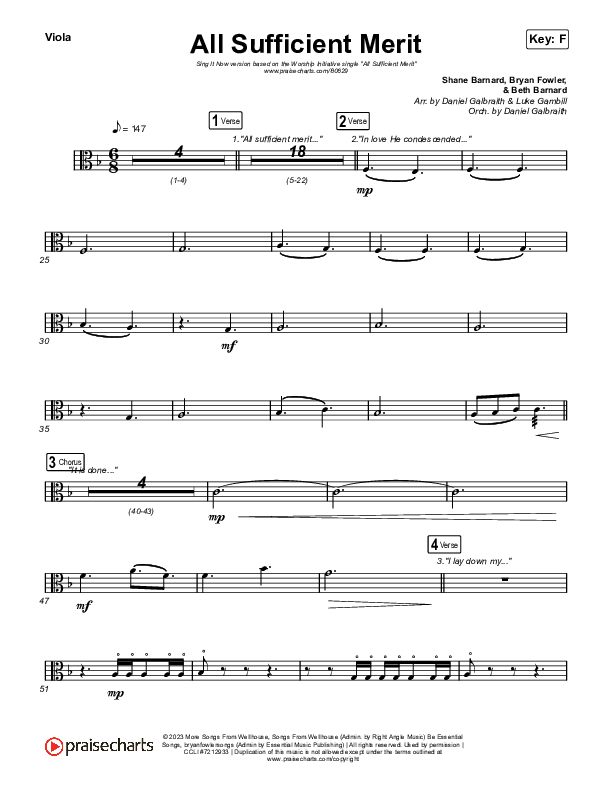 All Sufficient Merit (Sing It Now) Viola (The Worship Initiative / Bethany Barnard / Arr. Luke Gambill)