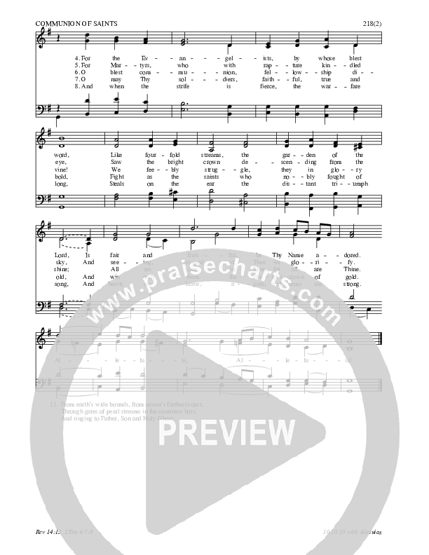 For All The Saints Hymn Sheet (SATB) (Traditional Hymn)