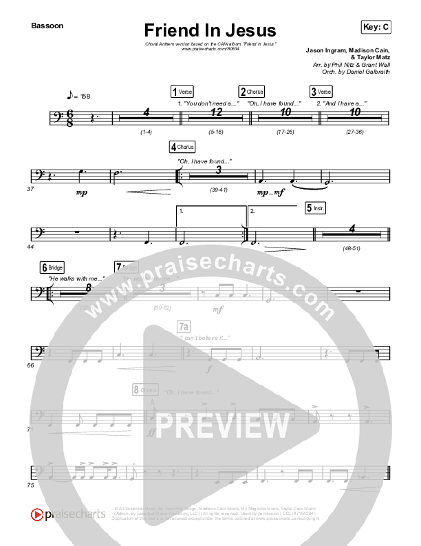 Friend In Jesus (Choral Anthem SATB) Bassoon (CAIN / Arr. Phil Nitz)