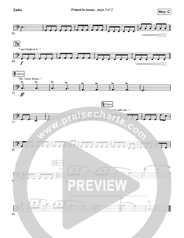 Friend In Jesus (Choral Anthem SATB) Cello (CAIN / Arr. Phil Nitz)