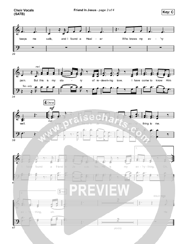 Friend In Jesus (Choral Anthem SATB) Choir Sheet (SATB) (CAIN / Arr. Phil Nitz)