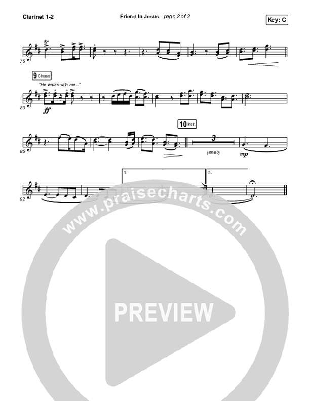 Friend In Jesus (Choral Anthem SATB) Clarinet 1/2 (CAIN / Arr. Phil Nitz)