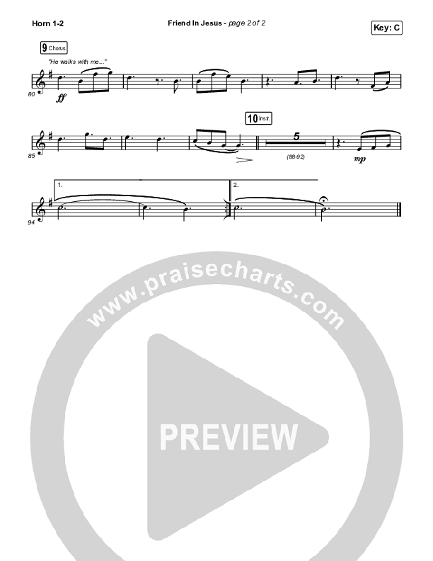 Friend In Jesus (Choral Anthem SATB) French Horn 1,2 (CAIN / Arr. Phil Nitz)