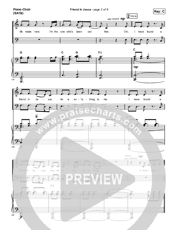 Friend In Jesus (Choral Anthem SATB) Piano/Vocal (SATB) (CAIN / Arr. Phil Nitz)