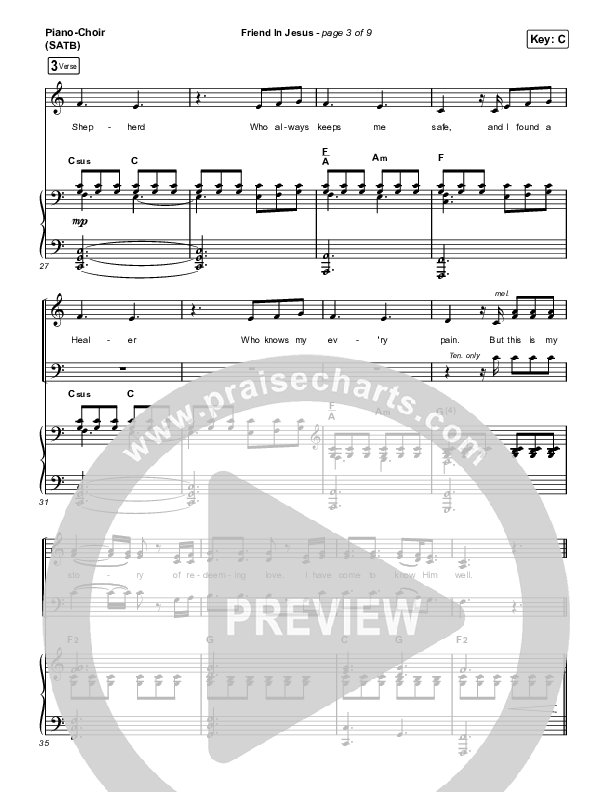 Friend In Jesus (Choral Anthem SATB) Piano/Vocal (SATB) (CAIN / Arr. Phil Nitz)