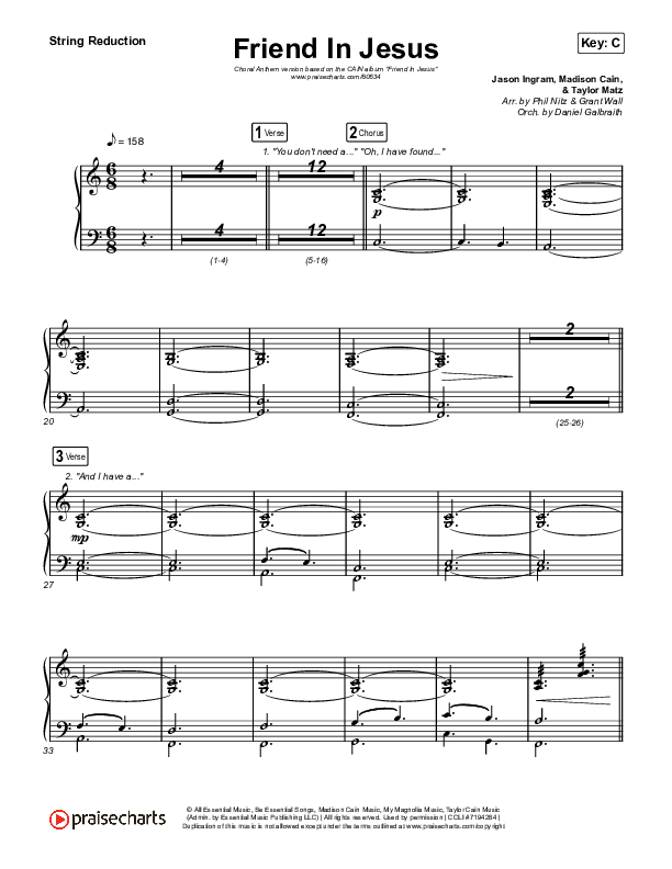 Friend In Jesus (Choral Anthem SATB) String Reduction (CAIN / Arr. Phil Nitz)