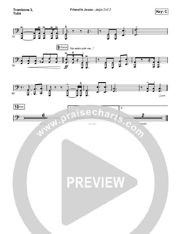 Friend In Jesus (Choral Anthem SATB) Trombone 3/Tuba (CAIN / Arr. Phil Nitz)