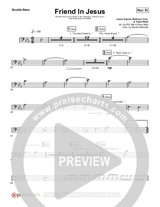 Friend In Jesus (Worship Choir/SAB) Double Bass (CAIN / Arr. Phil Nitz)