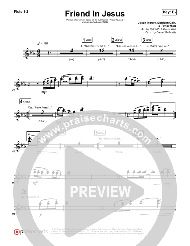 Friend In Jesus (Worship Choir/SAB) Flute 1/2 (CAIN / Arr. Phil Nitz)