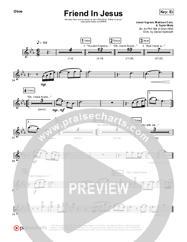 Friend In Jesus (Worship Choir/SAB) Oboe (CAIN / Arr. Phil Nitz)