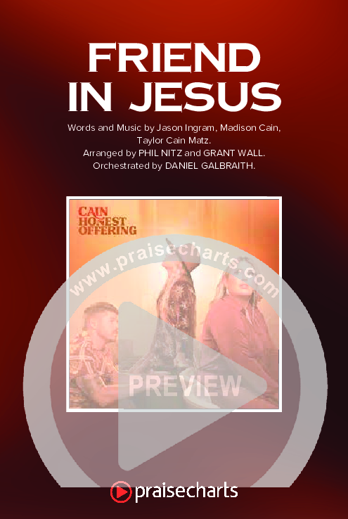Friend In Jesus (Worship Choir/SAB) Octavo Cover Sheet (CAIN / Arr. Phil Nitz)