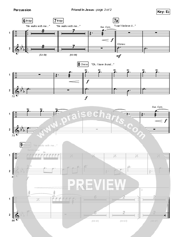 Friend In Jesus (Worship Choir/SAB) Percussion (CAIN / Arr. Phil Nitz)