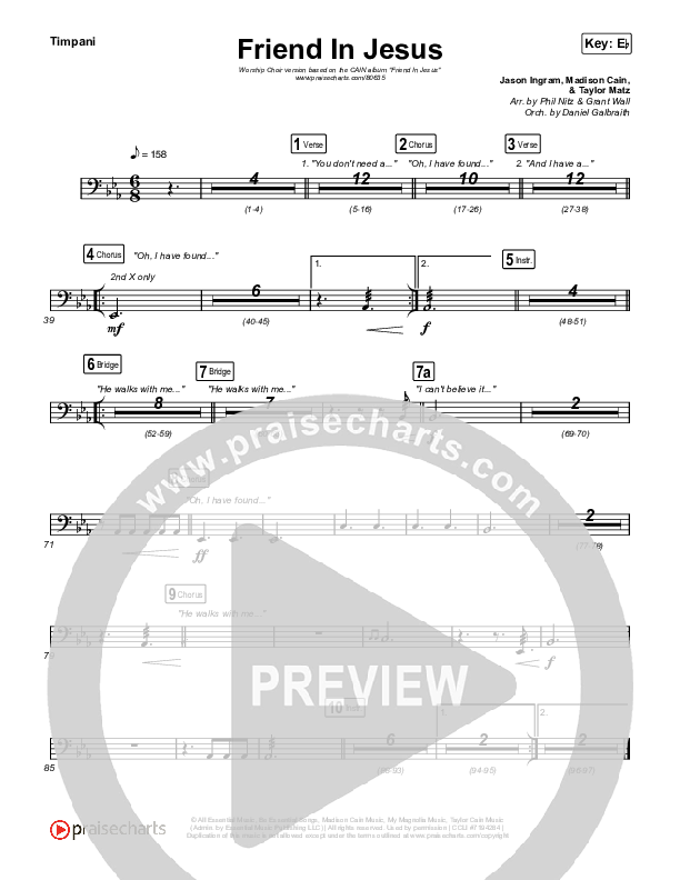 Friend In Jesus (Worship Choir/SAB) Timpani (CAIN / Arr. Phil Nitz)