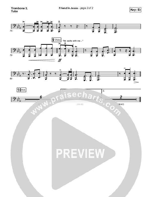 Friend In Jesus (Worship Choir/SAB) Trombone 3/Tuba (CAIN / Arr. Phil Nitz)