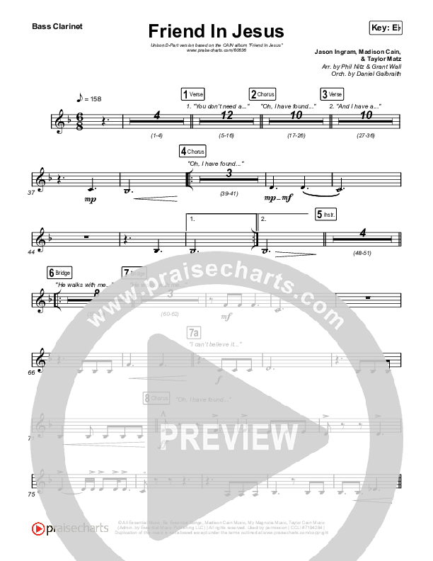 Friend In Jesus (Unison/2-Part) Bass Clarinet (CAIN / Arr. Phil Nitz)
