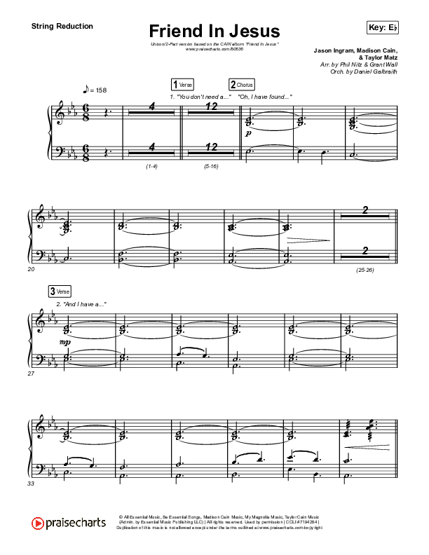 Friend In Jesus (Unison/2-Part) String Reduction (CAIN / Arr. Phil Nitz)