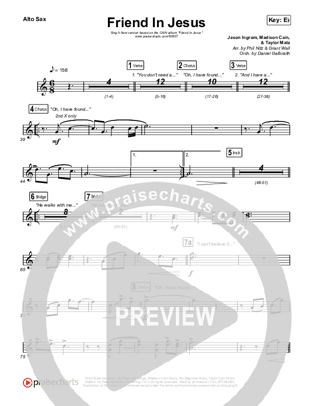 Friend In Jesus (Sing It Now) Alto Sax (CAIN / Arr. Phil Nitz)