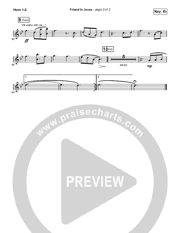 Friend In Jesus (Sing It Now) French Horn 1/2 (CAIN / Arr. Phil Nitz)