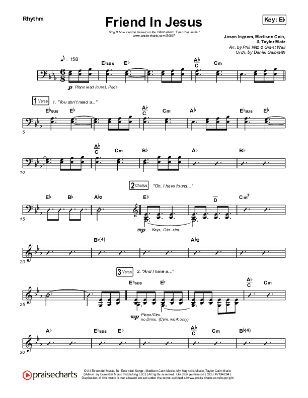 Friend In Jesus (Sing It Now) Rhythm Chart (CAIN / Arr. Phil Nitz)
