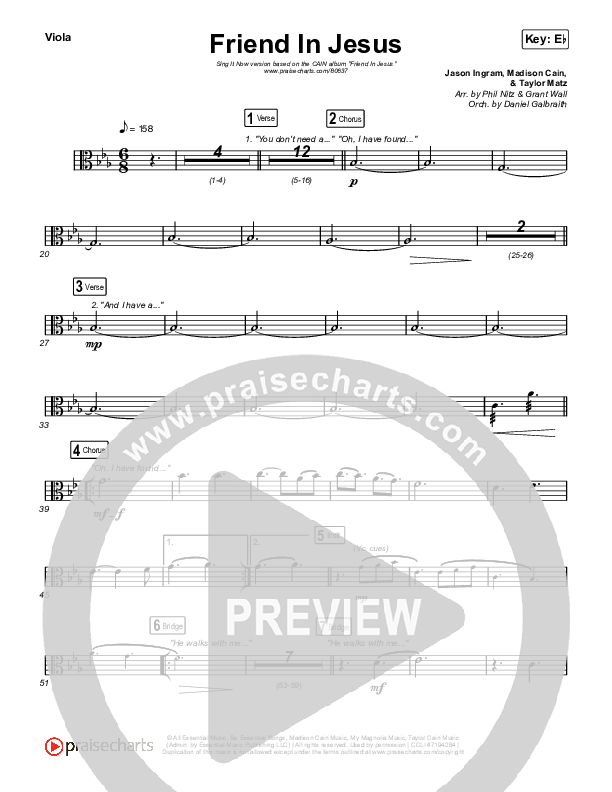 Friend In Jesus (Sing It Now) Viola (CAIN / Arr. Phil Nitz)