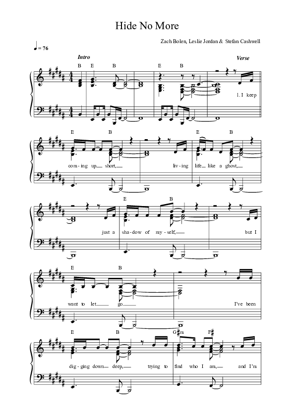 Hide No More Lead Sheet Melody (Citizens)